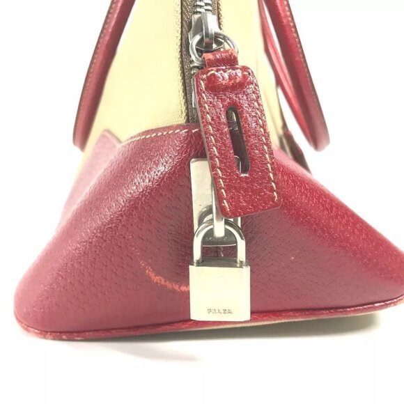 PRADA BN0081 Bicolor triangle logo plate Shoulder Bag Hand Bag Tote Bag - Picture 6 of 16